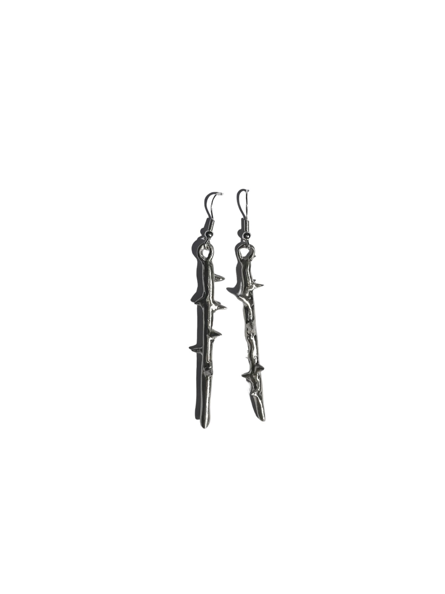 ROSE STEM SILVER EARRINGS